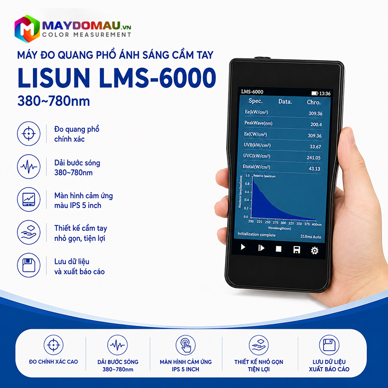 Máy Đo Quang Phổ Ánh Sáng Cầm Tay Lisun LMS-6000 (380~780nm) 6 Máy Đo Quang Phổ Ánh Sáng Cầm Tay Lisun LMS-6000 (380~780nm) - Ảnh 4